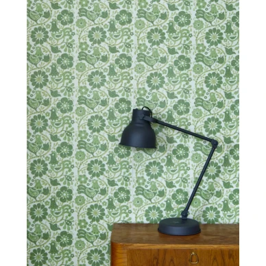 Kukot vihrea retrotyylinen lintutapetti makuuhuoneeseen Pihlgren ja Ritolalta 68779 image