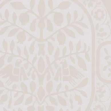 Paratiisi harmaa valkoinen retro kukka ja lintutapetti Pihlgren ja Ritolalta 69808 image