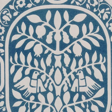 Paratiisi sininen vanhanaikainen lintutapetti Pihlgren ja Ritolalta 70004 image