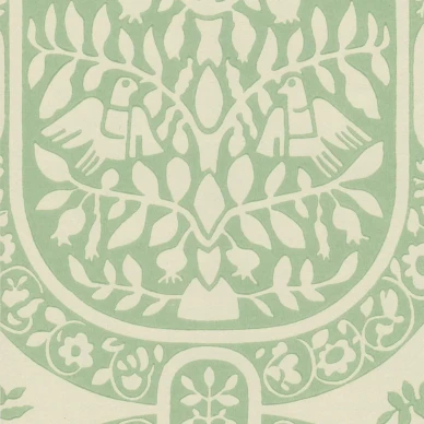 Paratiisi vaaleanvihrea vanhanaikainen lintutapetti Pihlgren ja Ritolalta 70050 image