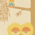 Pollo keltainen beige retro lintutapetti Pihlgren ja Ritolalta 61762