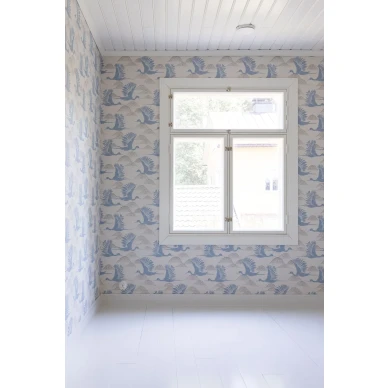 Sininen lintutapetti Avaruuslintu Pihlgren ja Ritolalta 69804 kuva Linnea Kuhmonen image