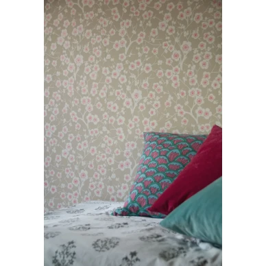 Harmaa kukkatapetti Kirsikkapuu 69213 Pihlgren ja Ritolalta image