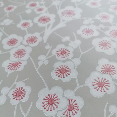 Ritva Kronlund Kirsikkapuu harmaa valkoinen kukkatapetti Pihlgren ja Ritolalta 69213 image
