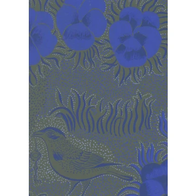 Birger Kaipiainen Kiurujen Yo sininen vihrea klassinen lintutapetti Pihlgren ja Ritolalta 60994 image