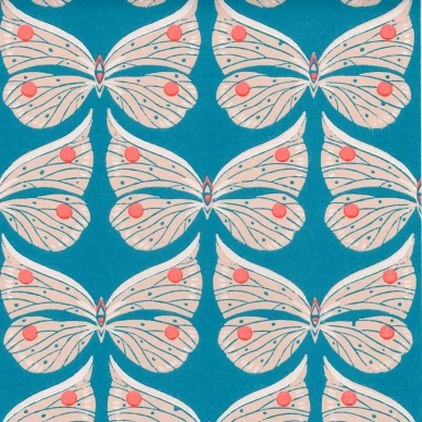 Ritva Kronlundin Perhonen turkoosi perhostapetti Pihlgren ja Ritolalta 69746 image