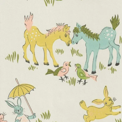 Lysti vihrea lastentapetti elaimilla Pihlgren ja Ritolalta 70069 image