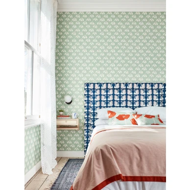 Snowdrop vihrea kukkatapetti makuuhuoneeseen Scionilta 112801 image