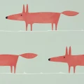 Mr Fox vaaleanvihrea punainen kettutapetti Scionilta 112792