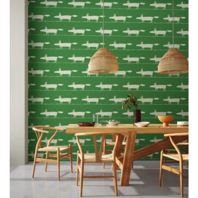 Mr Fox vihrea kettutapetti ruokailuhuoneeseen Scionilta 112793 image