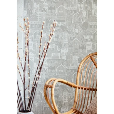 Stockholm harmaa talotapetti makuuhuoneeseen Scionilta 112802 image