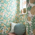Cecilia vihrea keltainen kukkatapetti olohuoneeseen Scionilta 112796