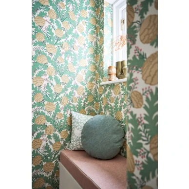 Cecilia vihrea keltainen kukkatapetti olohuoneeseen Scionilta 112796 image