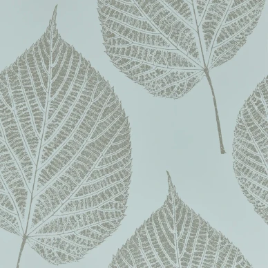 Leaf sininen hopea lehtitapetti Harlequinilta 112610 image