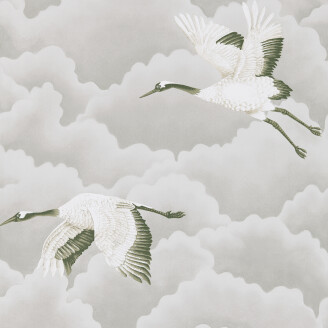 Cranes in Flight harmaa lintutapetti Harlequinilta 111230 image