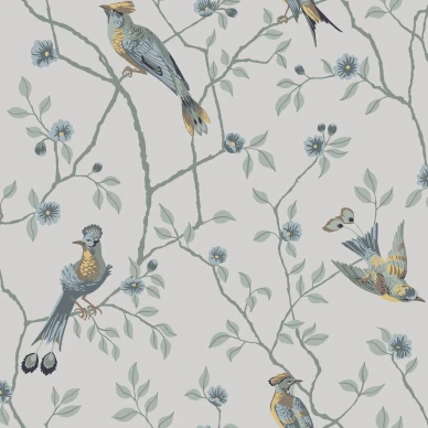 Eugen harmaa lintutapetti Sandbergilta 413 21 image