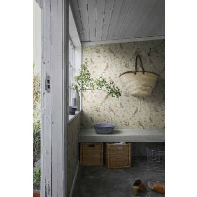 Eugen vaaleankeltainen lintutapetti eteiseen Sandbergilta 413 09 image