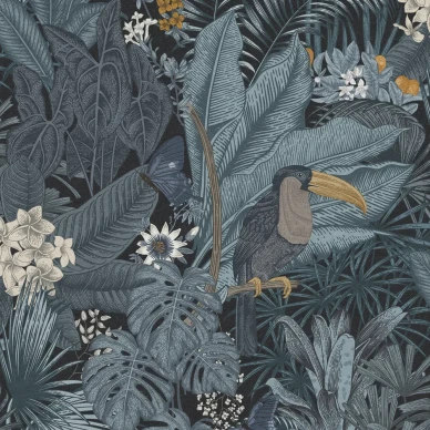 Furada siniharmaa eksoottinen tapetti Rebel Wallsilta image