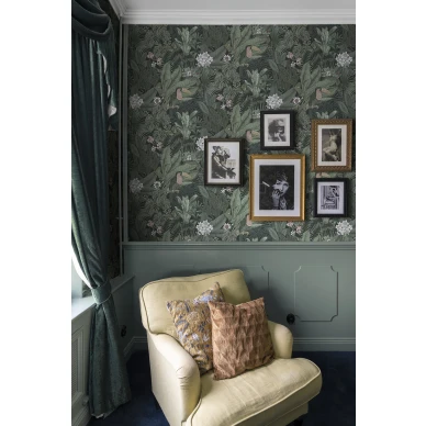 Furada vihrea lintutapetti olohuoneeseen Rebel Wallsilta image