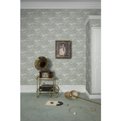 Saint Sebastian rauhallinen vihrea puutapetti olohuoneeseen Rebel Wallsilta image