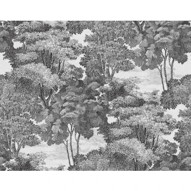 Saint Sebastian tummanharmaa puutapetti Rebel Wallsilta image