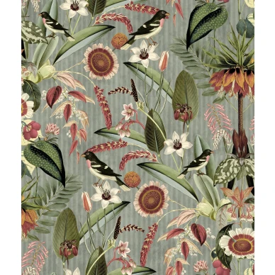 Arlon rikaskuvioinen vihrea kukkatapetti Rebel Wallsilta image