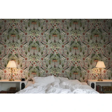 Arlon vihrea kukkatapetti makuuhuoneeseen Rebel Wallsilta image