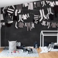Laundry Day mustavalkoinen pyykkitapetti lastenhuoneeseen Rebel Wallsilta R14441