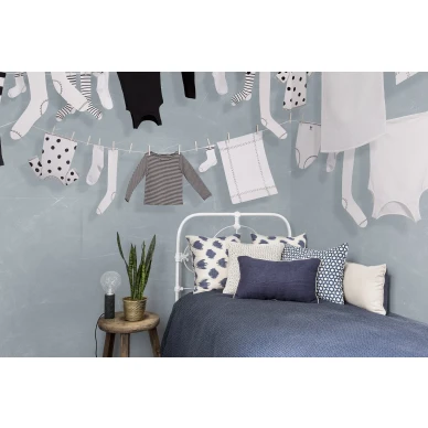 Laundry day sininen pyykkitapetti lastenhuoneeseen Rebel Wallsilta R14442 image