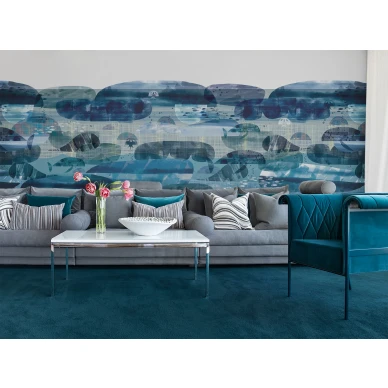 Caterpillar Dreams sininen merielamatapetti olohuoneeseen Rebel Wallsilta R14471 image