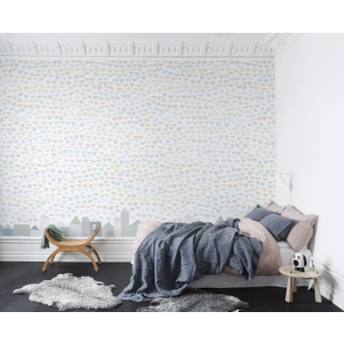 Elephant Tears pastellinvarinen sadetapetti lasten makuuhuoneeseen Rebel Wallsilta R14491 image