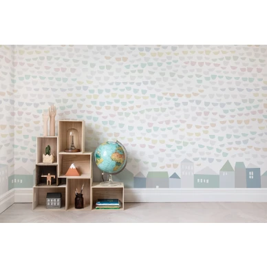 Elephant Tears pastellinvarinen talotapetti lastenhuoneen muraltapetti Rebel Wallsilta R14491 image