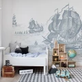High Seas harmaa laivatapetti lastenhuoneen muraltapetti Rebel Wallsilta R14502