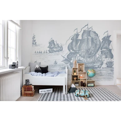 High Seas harmaa laivatapetti lastenhuoneen muraltapetti Rebel Wallsilta R14502 image
