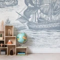 High Seas harmaa laivatapetti lastenhuoneeseen Rebel Wallsilta R14502
