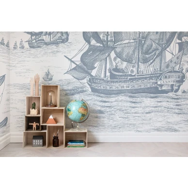 High Seas harmaa laivatapetti lastenhuoneeseen Rebel Wallsilta R14502 image