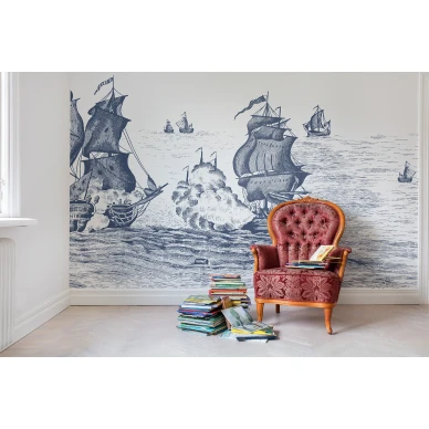 High Seas sinivalkoinen laivatapetti lastenhuoneeseen Rebel Wallsilta R14503 image