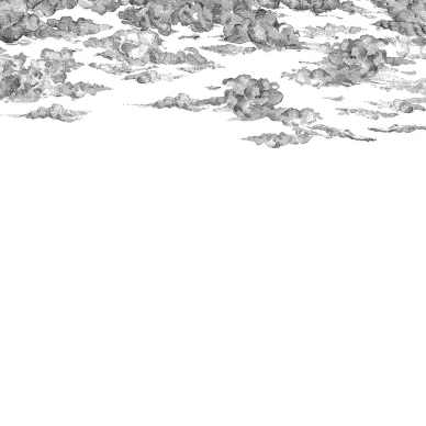 Cotton Skies mustavalkoinen pilvitapetti Rebel Wallsilta R14511 image