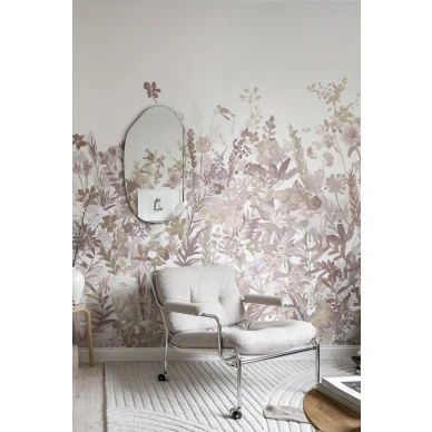 Olohuoneen roosa kuvatapetti May Meadow Rebel Wallsilta R14533 image