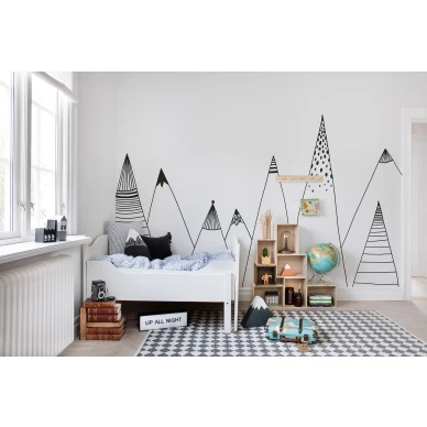 Mountain Ridge mustavalkoinen vuoritapetti lastenhuoneeseen Rebel Wallsilta R14584 image