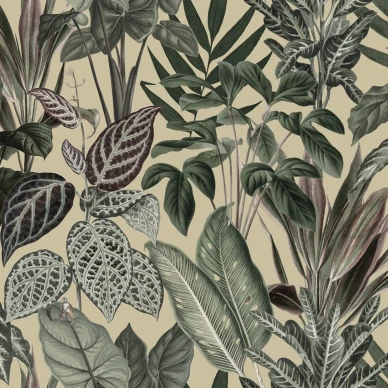 Mischievous Monkeys vihreakeltainen lehtitapetti Rebel Wallsilta R14594 image