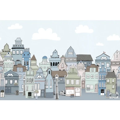 London Houses sininen talotapetti Rebel Wallsilta R14603 koko kuvio image