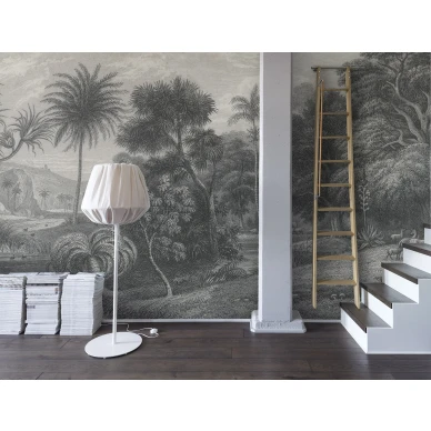 Jungle Land harmaa dramaattinen viidakkotapetti Rebel Wallsilta R14611 image