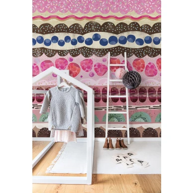 Sugar Stripes roosa karkkitapetti lastenhuoneeseen Rebel Wallsilta R14621 image