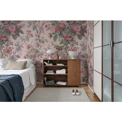 Porcelain roosa romanttinen kukkatapetti makuuhuoneeseen Rebel Wallsilta R13254 image