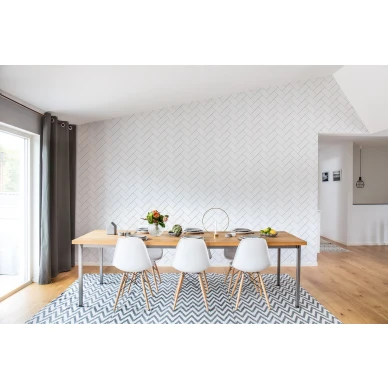 Fishbone Tiles valkoinen kalaruotokuvioinen muraltapetti ruokailuhuoneeseen Rebel Wallsilta R14781 image