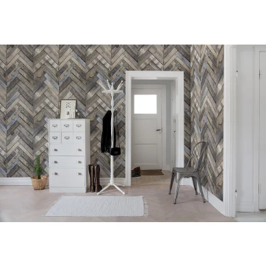 West Coast ruskea puupaneeli muraltapetti eteiseen Rebel Wallsilta R15161 image