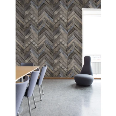 West Coast ruskea puupaneelitapetti ruokailuhuoneeseen Rebel Wallsilta R15161 image