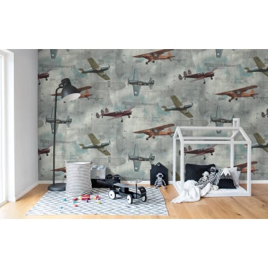 Aero Show klassinen lentokonetapetti lasten muraltapetti Rebel Wallsilta R15211 image