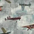 Aero Show retrotyylinen lentokonetapetti Rebel Wallsilta R15211